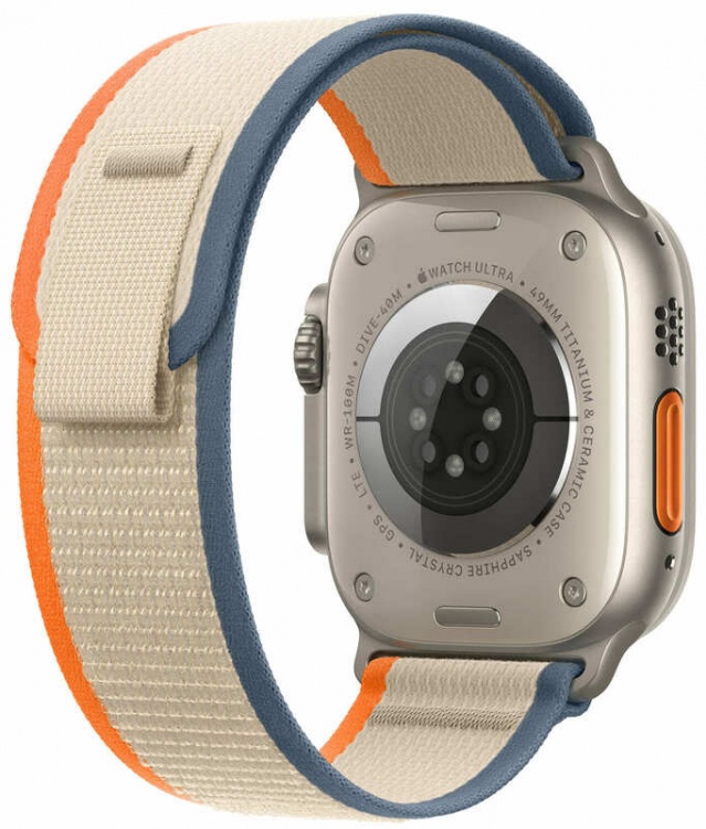 Apple Watch Ultra 2 49mm Titanium Case with Orange/Beige Trail Loop (S/M) (MRF13)
