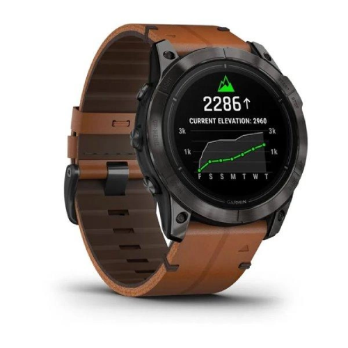 Garmin Epix Pro Gen 2 Sapphire Edition 51 mm Carbon Grey DLC Titanium with Chestnut Leather Band (010-02804-30)