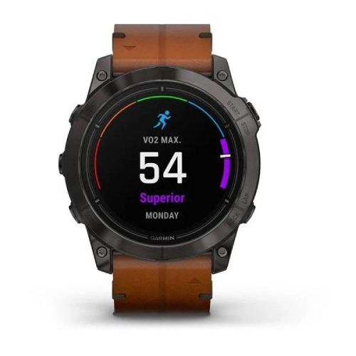 Garmin Epix Pro Gen 2 Sapphire Edition 51 mm Carbon Grey DLC Titanium with Chestnut Leather Band (010-02804-30)