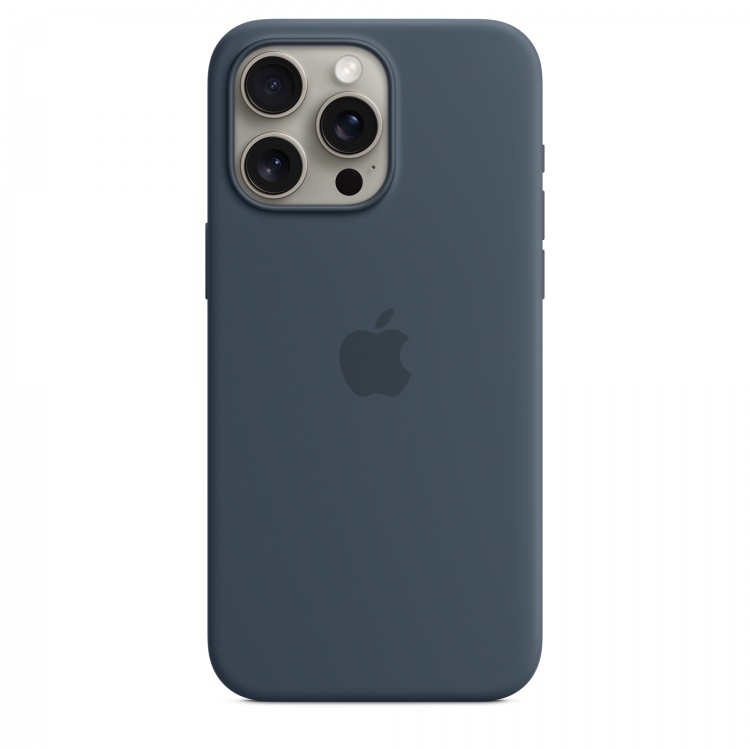 Silicone Case with MagSafe для iPhone 15 Pro Max (FoxConn) (Storm Blue)