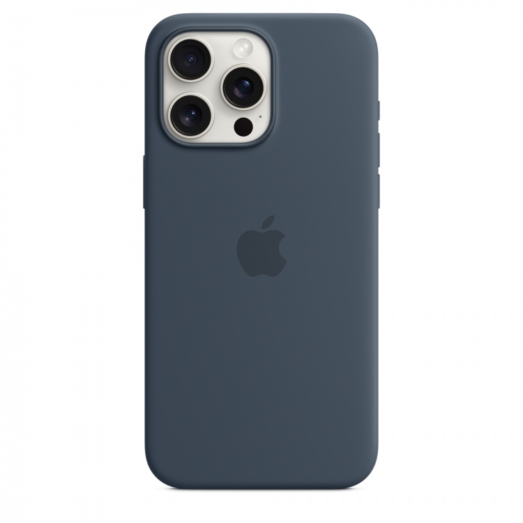 Silicone Case with MagSafe для iPhone 15 Pro Max (FoxConn) (Storm Blue)