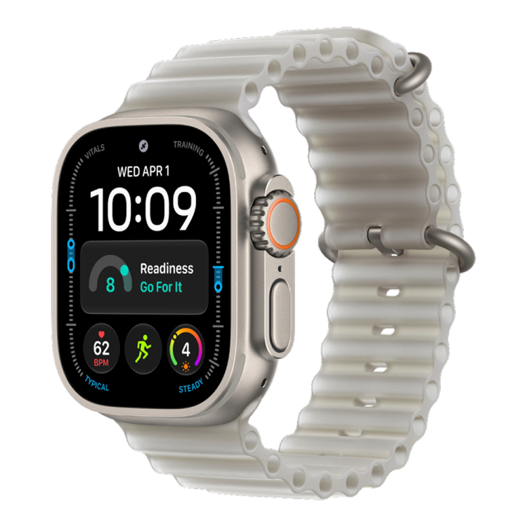 Apple Watch Ultra 4 GPS + LTE 49mm Natural Titanium Case with Translucent Gray Ocean Band Apple Watch Ultra 4 GPS + LTE 49mm Natural Titanium Case with Translucent Gray Ocean Band