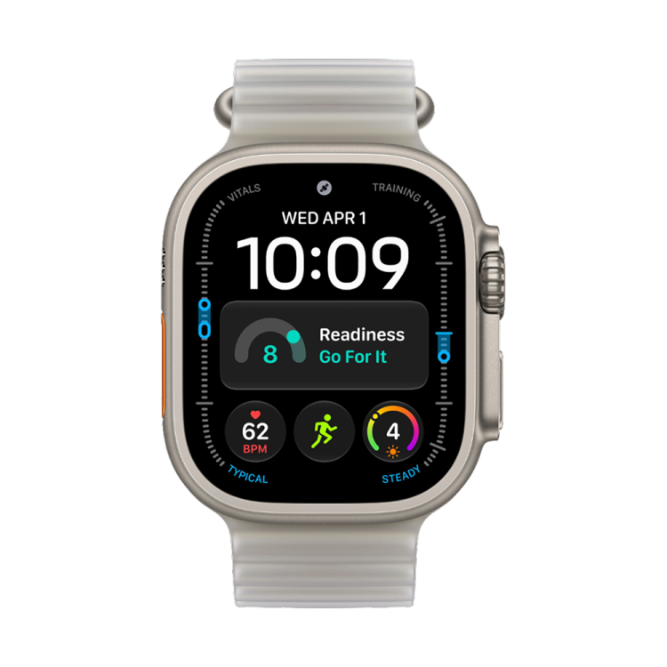 Apple Watch Ultra 4 GPS + LTE 49mm Natural Titanium Case with Translucent Gray Ocean Band Apple Watch Ultra 4 GPS + LTE 49mm Natural Titanium Case with Translucent Gray Ocean Band