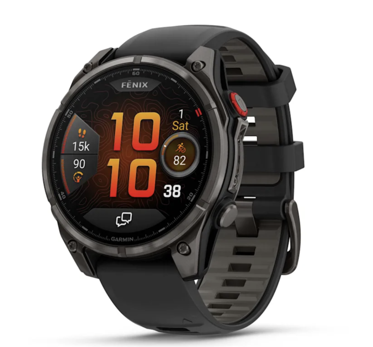 Garmin Fenix 8 Pro 47mm AMOLED Sapphire Carbon Gray DLC Titanium with Black/Pebble Gray Silicone Band (010-03198-00/01)