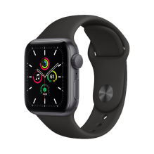 Apple Watch SE 44mm Space Gray Aluminum Case with Black Sport Band (MYDT2)