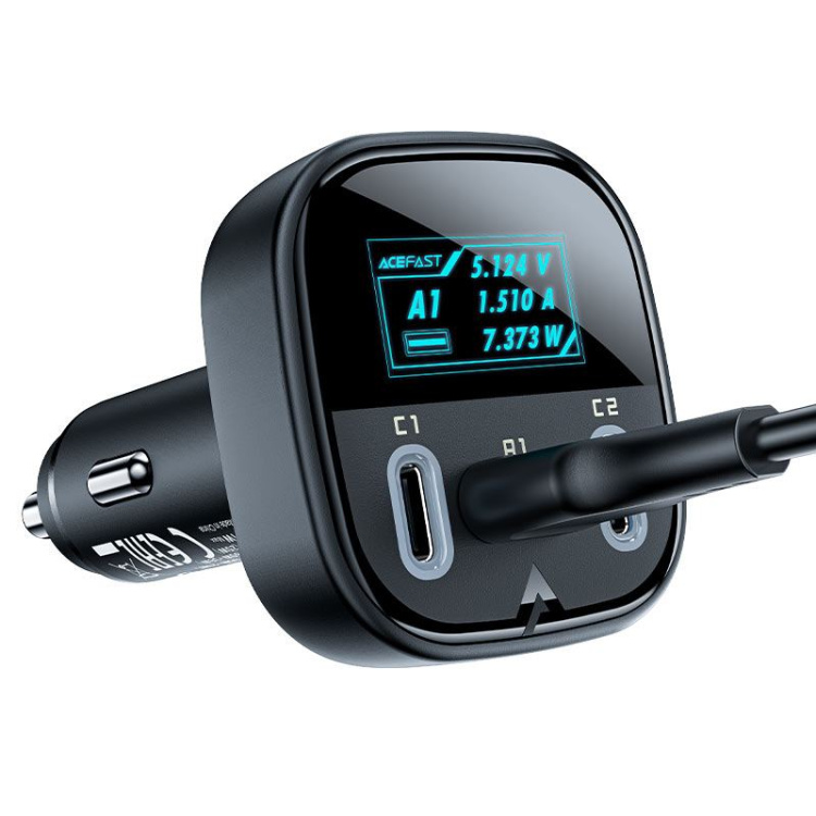 Прикурювач Acefast B5 2xUSB-C + USB-A 101w (Black)