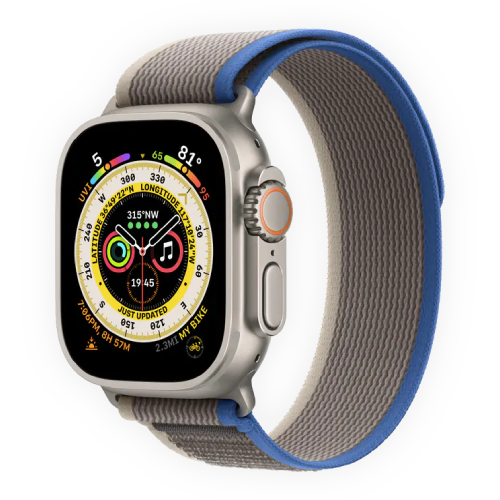 Apple Watch Ultra 49mm Titanium Case with Blue/Gray Trail Loop S/M (MQFV3) бу
