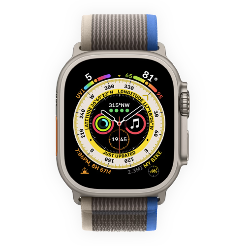 Apple Watch Ultra 49mm Titanium Case with Blue/Gray Trail Loop S/M (MQFV3) бу