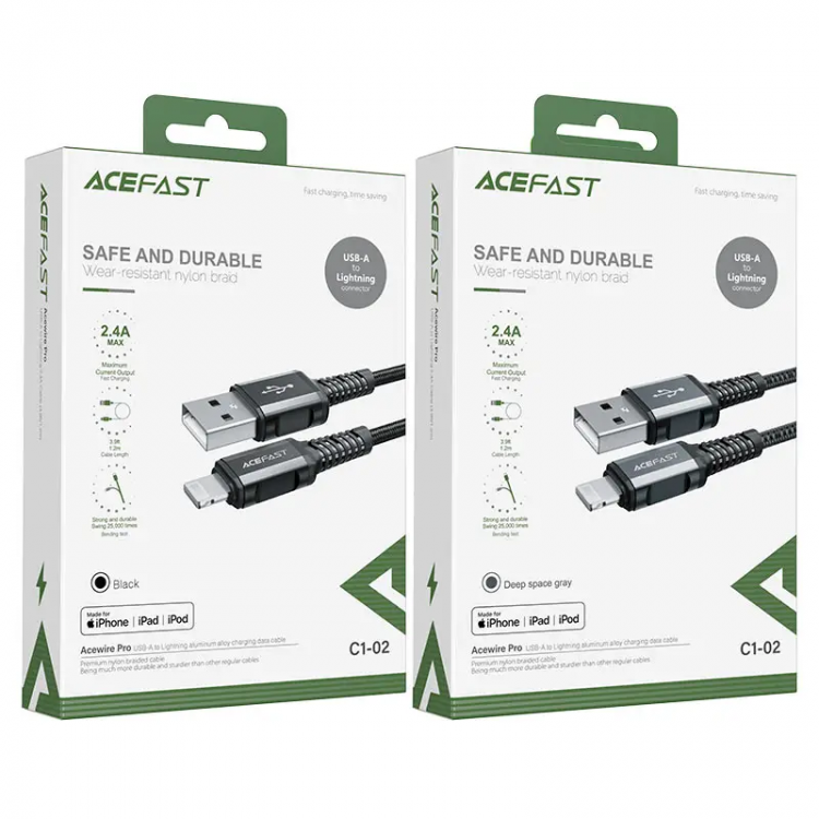 Кабель Acefast C1-02 USB to Lightning (Black)