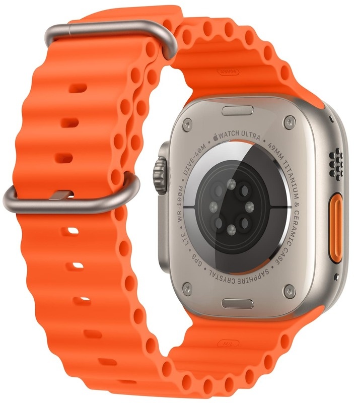 Apple Watch Ultra 2 49mm Titanium Case with Orange Ocean Band (MREH3)
