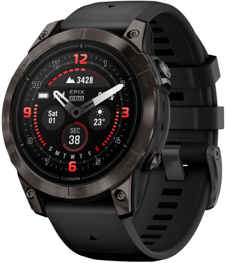 Garmin Epix Pro Gen 2 Sapphire 47mm Carbon G. DLC Tit. with Black Band (010-02803-10/11)