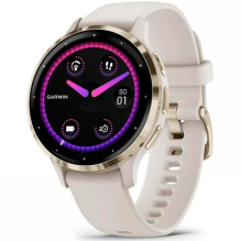 Garmin Venu 3S Soft Gold Stainless Steel Bezel with Ivory Case and Silicone Band (010-02785-04)