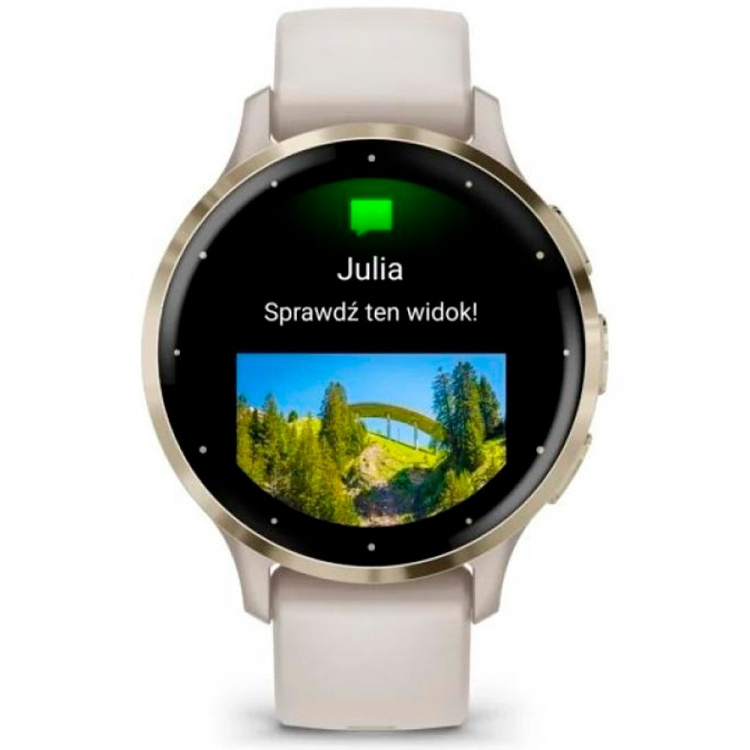 Garmin Venu 3S Soft Gold Stainless Steel Bezel with Ivory Case and Silicone Band (010-02785-04)