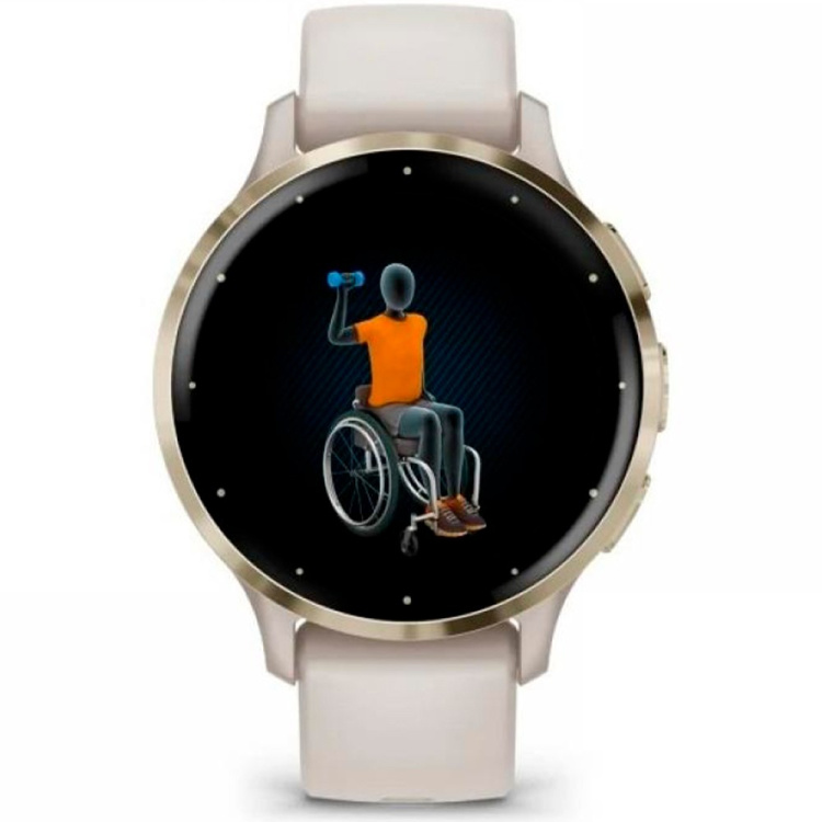 Garmin Venu 3S Soft Gold Stainless Steel Bezel with Ivory Case and Silicone Band (010-02785-04)