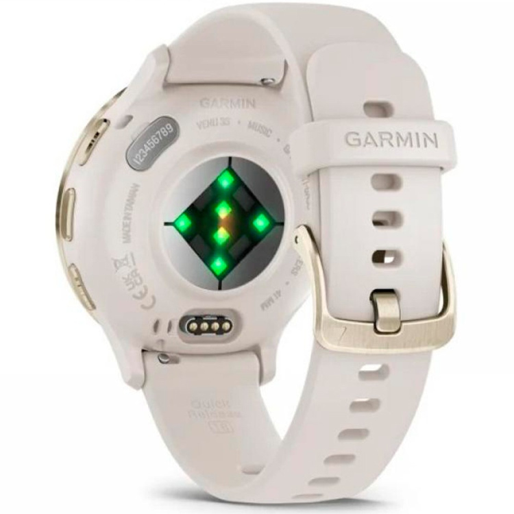 Garmin Venu 3S Soft Gold Stainless Steel Bezel with Ivory Case and Silicone Band (010-02785-04)