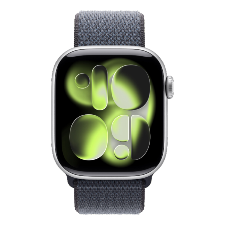 Apple Watch Series 11 GPS, 46mm Silver Aluminum Case with Anchor Blue Sport Loop