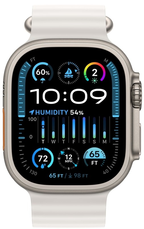 Apple Watch Ultra 2 49mm Titanium Case with White Ocean Band (MREJ3)