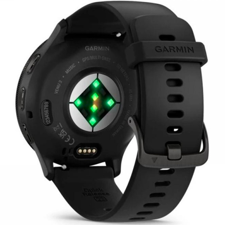 Garmin Venu 3 Slate Stainless Steel Bezel with Black Case and Silicone Band (010-02784-01)