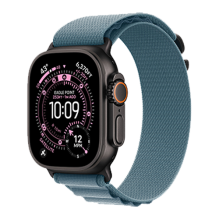 Apple Watch Ultra 3 GPS + Cellular, 49mm Black Titanium Case with Light Blue Alpine Loop - Large