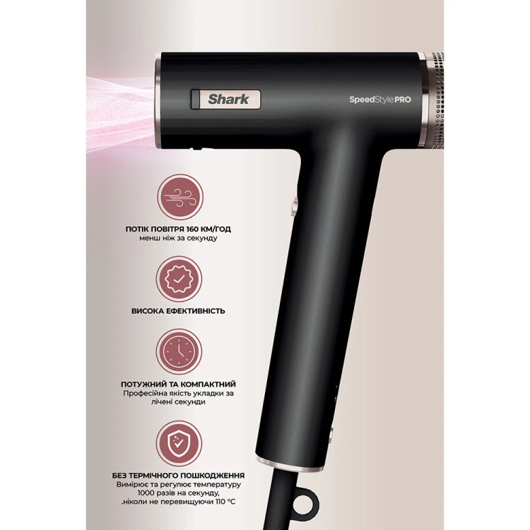 Фен Shark SpeedStyle 3-in-1 for Straight & Wavy Hair (Black) (HD731EU)