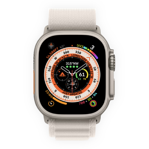 Apple Watch Ultra 49mm Titanium Case with Starlight Alpine Loop Large (MQFT3) бу