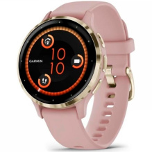 Garmin Venu 3S Soft Gold Stainless Steel Bezel with Dust Rose Case and Silicone Band (010-02785-03)