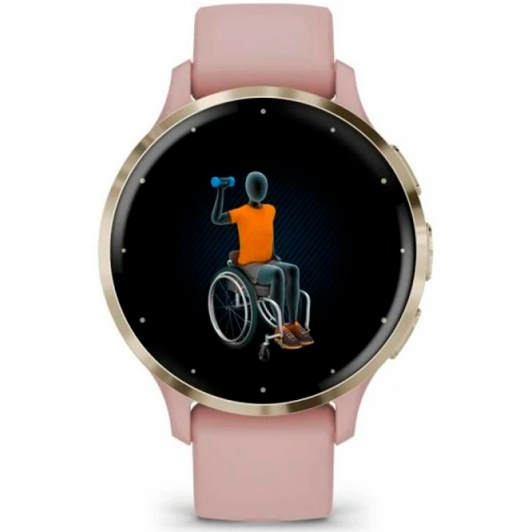 Garmin Venu 3S Soft Gold Stainless Steel Bezel with Dust Rose Case and Silicone Band (010-02785-03)