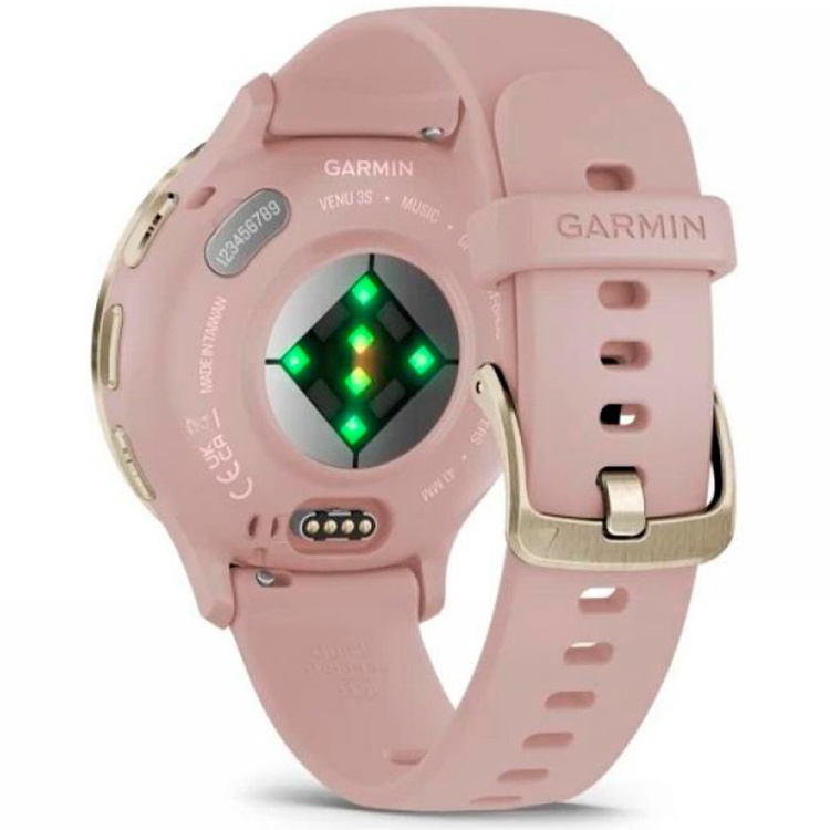 Garmin Venu 3S Soft Gold Stainless Steel Bezel with Dust Rose Case and Silicone Band (010-02785-03)