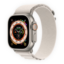 Apple Watch Ultra 49mm Titanium Case with Starlight Alpine Loop Medium (MQFR3) бу