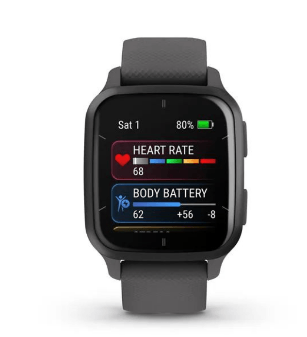 Garmin Venu Sq 2 Slate Aluminum Bezel with Shadow Gray Case and Silicone Band (010-02701-00/10)