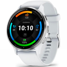 Garmin Venu 3 Silver Stainless Steel Bezel with Whitestone Case and Silicone Band (010-02784-00)