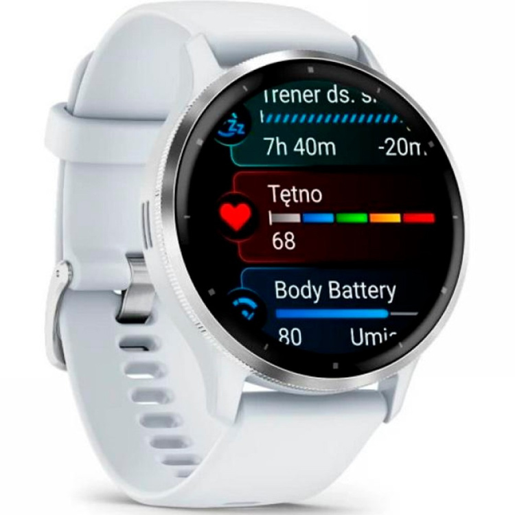 Garmin Venu 3 Silver Stainless Steel Bezel with Whitestone Case and Silicone Band (010-02784-00)