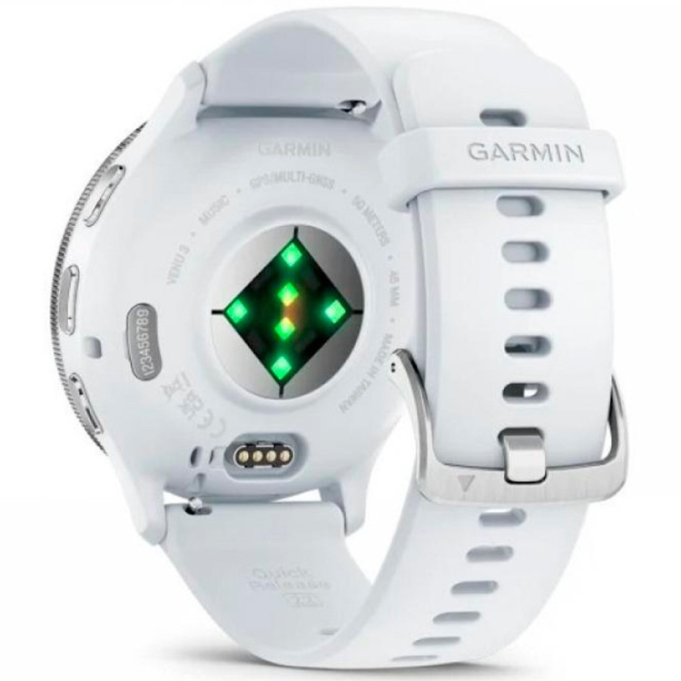 Garmin Venu 3 Silver Stainless Steel Bezel with Whitestone Case and Silicone Band (010-02784-00)