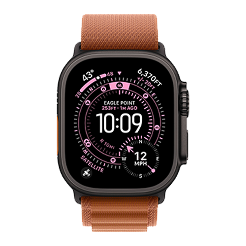 Apple Watch Ultra 3 GPS + Cellular, 49mm Black Titanium Case with Terra Cotta Alpine Loop - Large