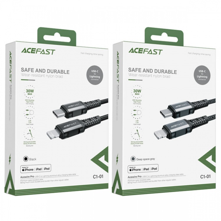 Кабель Acefast C1-01 USB-C to Lightning (Black)