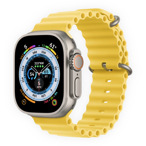 Apple Watch Ultra 49mm Titanium Case with Yellow Ocean Band (MNHG3) бу