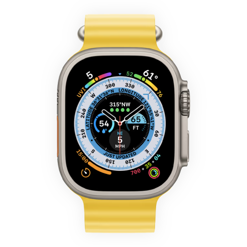 Apple Watch Ultra 49mm Titanium Case with Yellow Ocean Band (MNHG3) бу