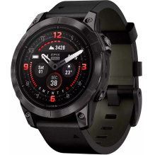 Garmin Epix Pro (Gen 2) Sapphire 47mm Carbon Gray DLC Titanium with Black Leather Band (010-02803-30)