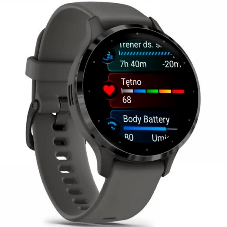 Garmin Venu 3S Slate Stainless Steel Bezel with Pebble Gray Case and Silicone Band (010-02785-00)